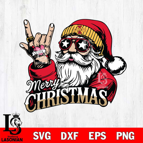 Iowa State Cyclones Rock Santa Claus Football Svg dxf eps png pdf file,NCAA svg,Digital Download,Cricut file