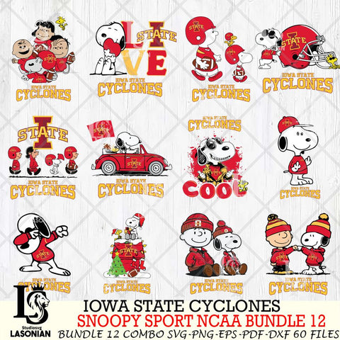 Iowa State Cyclones  Snoopy NCAA Bundle 12 SVG Svg Eps Dxf Png File, Digital Download