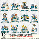 Jacksonville Jaguars Bluey & Bingo Bundle 12 SVG Eps Dxf Png File, Bundle NFL svg, Digital Download, Instant Download