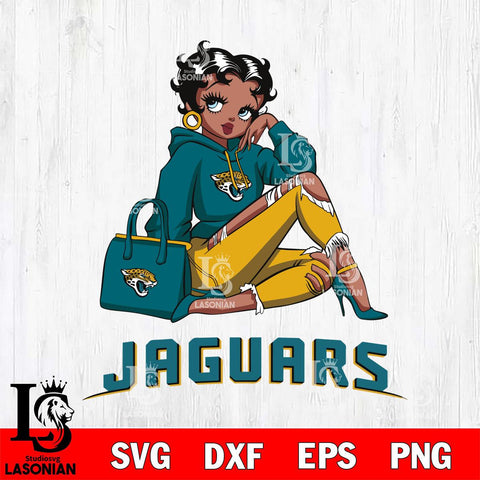 Jacksonville Jaguars Awesome Black Fan Girl Betty Boop Svg Eps Dxf Png File, Digital Download, Instant Download