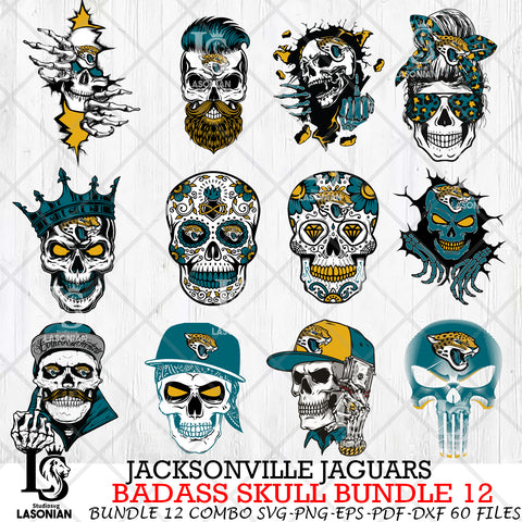 Jacksonville Jaguars Badass Skull Bundle SVG