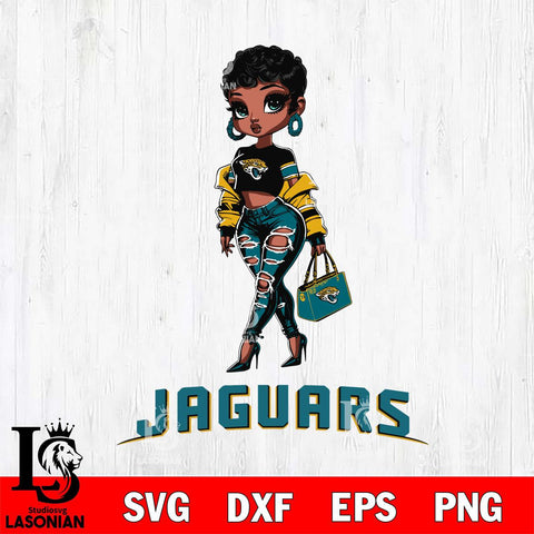 Jacksonville Jaguars Beautiful Black Fan Girl Svg Eps Dxf Png File, Digital Download, Instant Download