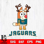 Jacksonville Jaguars Bluey Chilli Christmas Deer Svg Eps Dxf Png File, Digital Download