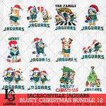 Jacksonville Jaguars Bluey Christmas Holiday Bundle 12 Svg Eps Dxf Png File, Digital Download