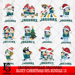 Jacksonville Jaguars Bluey Christmas NFL Bundle 12 Svg Eps Dxf Png File,Cut Svg Files, Digital File, Sublimation