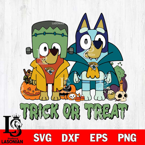 Jacksonville Jaguars Bluey Halloween Trick or Treat Svg Eps Dxf Png File, Digital Download, Instant Download