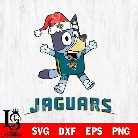 Jacksonville Jaguars Bluey Happy Christmas Svg Eps Dxf Png File, Digital Download