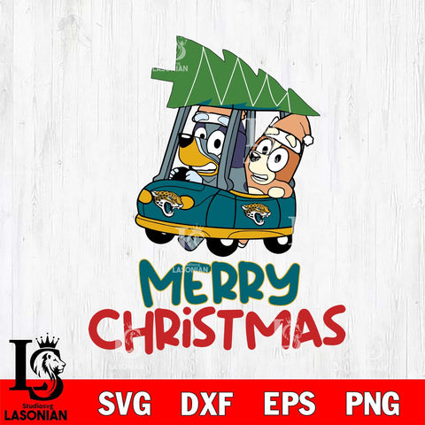 Jacksonville Jaguars Bluey Merry Christmas Svg Eps Dxf Png File, Digital Download