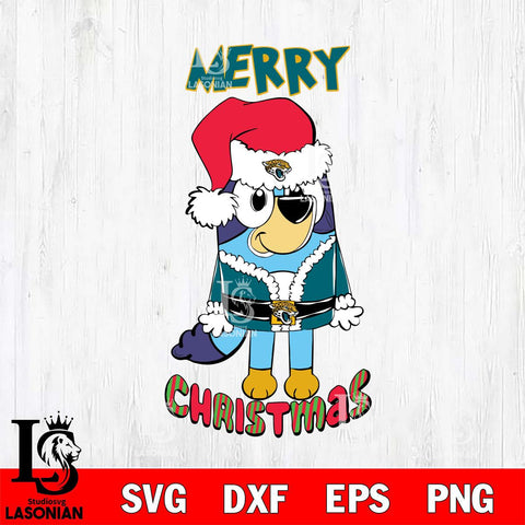 Jacksonville Jaguars Bluey Merry Christmas Bluey Santa Claus Svg Eps Dxf Png File, Digital Download