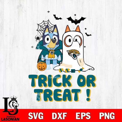 Jacksonville Jaguars Bluey Trick or Treat Halloween Svg Eps Dxf Png File, Digital Download, Instant Download