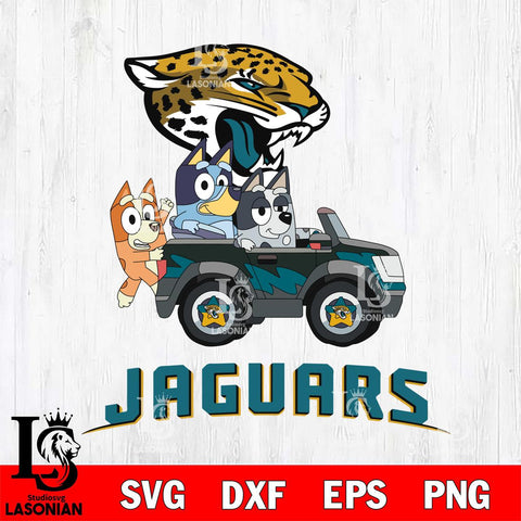 Jacksonville Jaguars Bluey friends car Svg Eps Dxf Png File, NFL svg, Digital Download, Instant Download