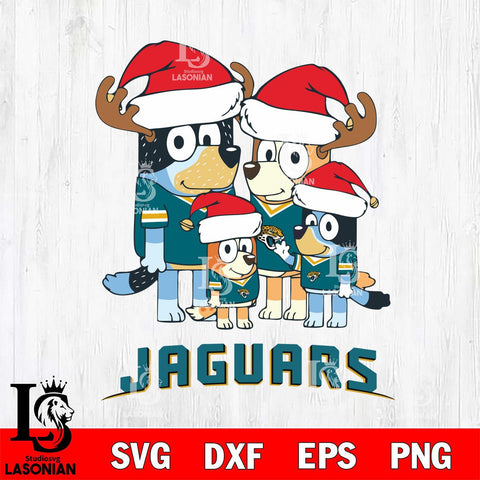 Jacksonville Jaguars Christmas Bluey Santa Family Svg Eps Dxf Png File,Cut Svg Files, Digital File, Sublimation