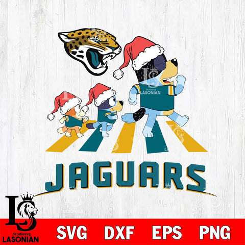 Jacksonville Jaguars Christmas Family Bluey Walking Svg Eps Dxf Png File,Cut Svg Files, Digital File, Sublimation