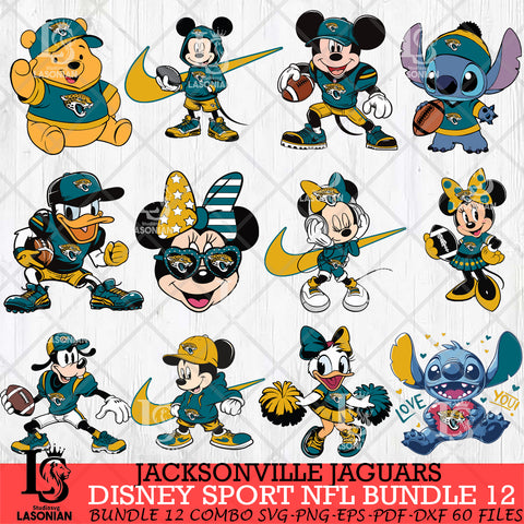 Jacksonville Jaguars Disney NFL Bundle 12 Svg Eps Dxf Png File, Digital Download, Instant Download