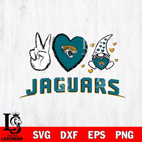 Jacksonville Jaguars Gnomes Peace & Love Svg Eps Dxf Png File, Digital Download, Instant Download