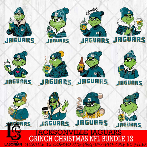 Jacksonville Jaguars Grinch Christmas NFL Bundle 12 Svg Eps Dxf Png File,Cricut svg files, Digital Download, Instant Download