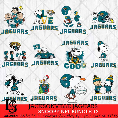 Jacksonville Jaguars Snoopy NFL Bundle 12 SVG Eps Dxf Png File, NFL svg, Digital Download, Instant Download