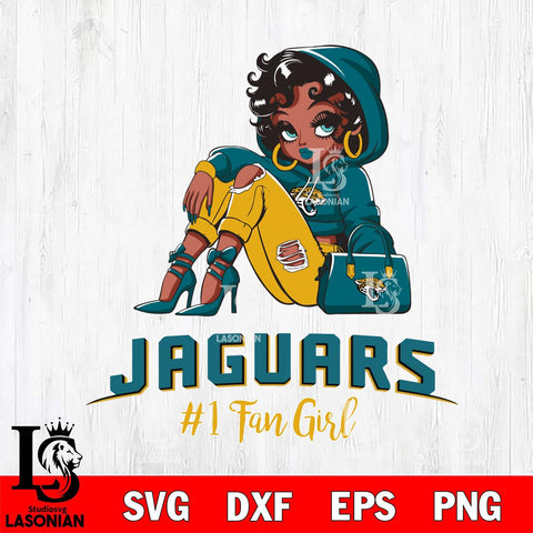 Jacksonville Jaguars #1 beauty Black Fan Girl Svg Eps Dxf Png File, Digital Download, Instant Download