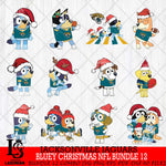 Jacksonville Jaguars  Bluey Christmas NFL Bundle 12 SVG Svg Eps Dxf Png File, Digital Download, Instant Download