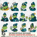 Jacksonville Jaguars  Boujee Grinch NFL Bundle 12 SVG Eps Dxf Png File, Digital Download, Instant Download