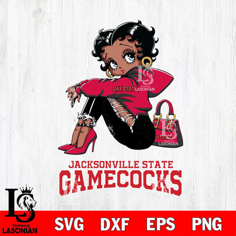 Jacksonville State Gamecocks Betty Boop Black Fan Girl Svg Eps Dxf Png File, Digital Download, Instant Download