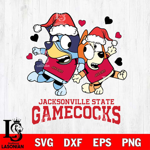 Jacksonville State Gamecocks Bluey Christmas NFL Svg Eps Dxf Png File, Digital Download