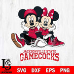 Jacksonville State Gamecocks Mickey Minnie Mouse Football Sit Svg Eps Dxf Png File, NCAA svg , File Cut , Digital Download , Instant Download, Cut Svg Files