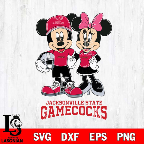 Jacksonville State Gamecocks Mickey Minnie Mouse Helmet Svg Eps Dxf Png File, NCAA svg , File Cut , Digital Download , Instant Download, Cut Svg Files