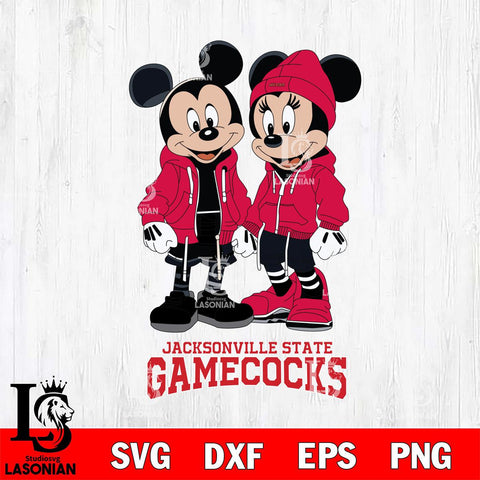 Jacksonville State Gamecocks Mickey Minnie Mouse Rugby Svg Eps Dxf Png File, NCAA svg , File Cut , Digital Download , Instant Download, Cut Svg Files