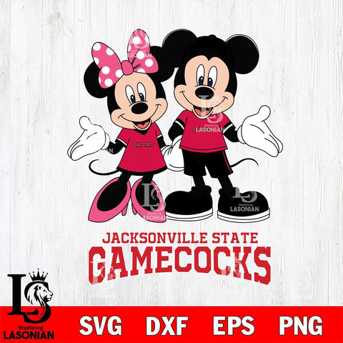 Jacksonville State Gamecocks Mickey Minnie Mouse Sport Svg Eps Dxf Png File, NCAA svg , File Cut , Digital Download , Instant Download, Cut Svg Files