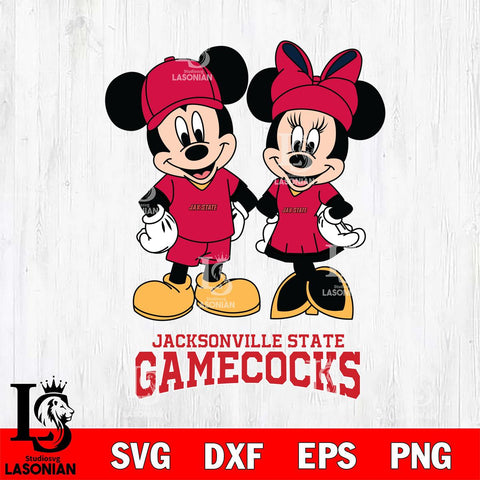 Jacksonville State Gamecocks Mickey Minnie Rugby Svg Eps Dxf Png File, NCAA svg , File Cut , Digital Download , Instant Download, Cut Svg Files