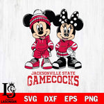 Jacksonville State Gamecocks Mickey Minnie Rugby Hoodie Svg Eps Dxf Png File, NCAA svg , File Cut , Digital Download , Instant Download, Cut Svg Files