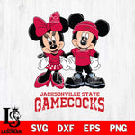 Jacksonville State Gamecocks Mickey Minnie Rugby ball Svg Eps Dxf Png File, NCAA svg , File Cut , Digital Download , Instant Download, Cut Svg Files