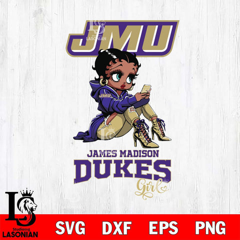 James Madison Dukes Beauty Black Fan Girl Football, Svg Eps Dxf Png File, Digital Download