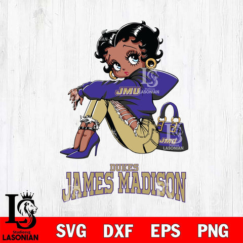 James Madison Dukes Betty Boop Black Fan Girl Svg Eps Dxf Png File, Digital Download, Instant Download