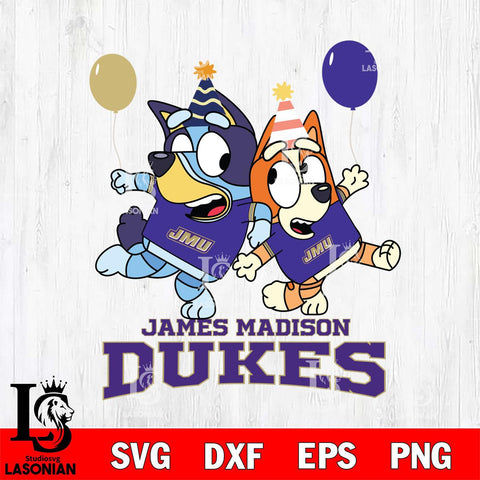 James Madison Dukes Bluey & Bingo 2 Svg Eps Dxf Png File, NCAA svg, Digital Download, Instant Download