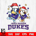 James Madison Dukes Bluey Christmas NFL Svg Eps Dxf Png File, Digital Download