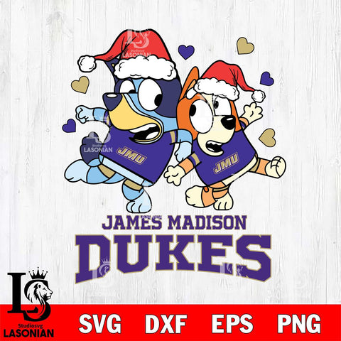 James Madison Dukes Bluey Christmas NFL Svg Eps Dxf Png File, Digital Download