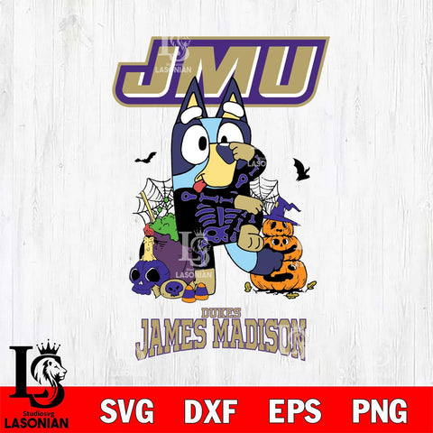 James Madison Dukes Bluey Halloween NCAA 2 Svg Eps Dxf Png File, Digital Download, Instant Download