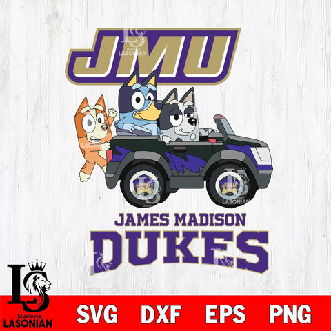 James Madison Dukes Bluey friends car Svg Eps Dxf Png File, NCAA svg, Digital Download, Instant Download