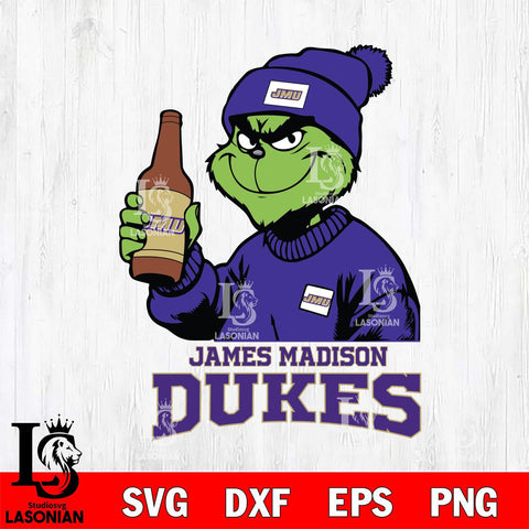 James Madison Dukes Grinch Drinking Beer Christmas Cut Files Cricut, Svg Dxf Eps Png file, Digital download , Silhouette