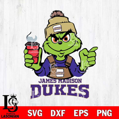 James Madison Dukes Grinch with coffee Svg Eps Dxf Png File, Digital Download, Instant Download