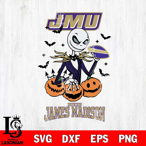 James Madison Dukes Jack Skellington 2 halloween Svg Eps Dxf Png File, NCAA svg, Digital Download, Instant Download