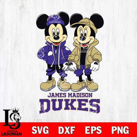 James Madison Dukes Mickey Minnie Mouse Football Svg Eps Dxf Png File, NCAA svg , File Cut , Digital Download , Instant Download, Cut Svg Files