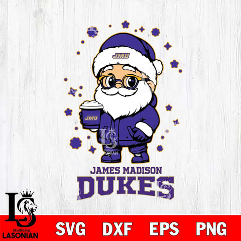 James Madison Dukes Santa Claus Coffe Svg dxf eps png pdf file,NCAA svg,Digital Download,Cricut file