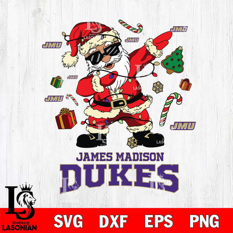 James Madison Dukes Santa Claus Football Svg dxf eps png pdf file,NCAA svg,Digital Download,Cricut file