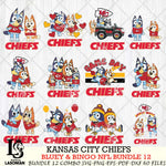 Kansas City Chiefs Bluey & Bingo Bundle 12 SVG Eps Dxf Png File, Bundle NFL svg, Digital Download, Instant Download