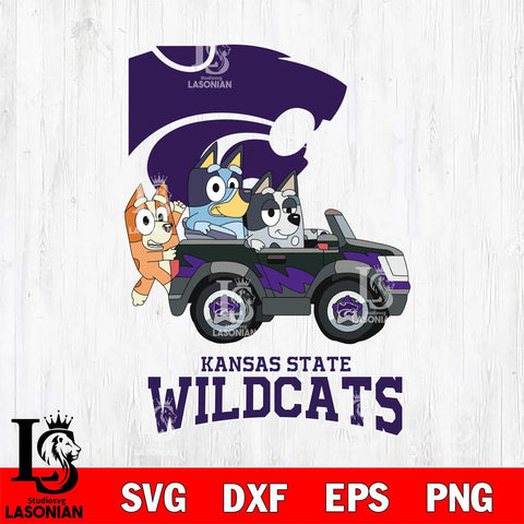 Kansas State Wildcats Bluey friends car Svg Eps Dxf Png File, NCAA svg, Digital Download, Instant Download