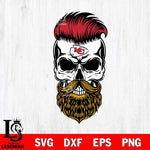 Kansas City Chiefs Badass Beard Skull SVG