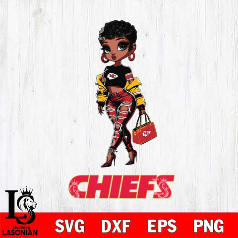 Kansas City Chiefs Beautiful Black Fan Girl Svg Eps Dxf Png File, Digital Download, Instant Download